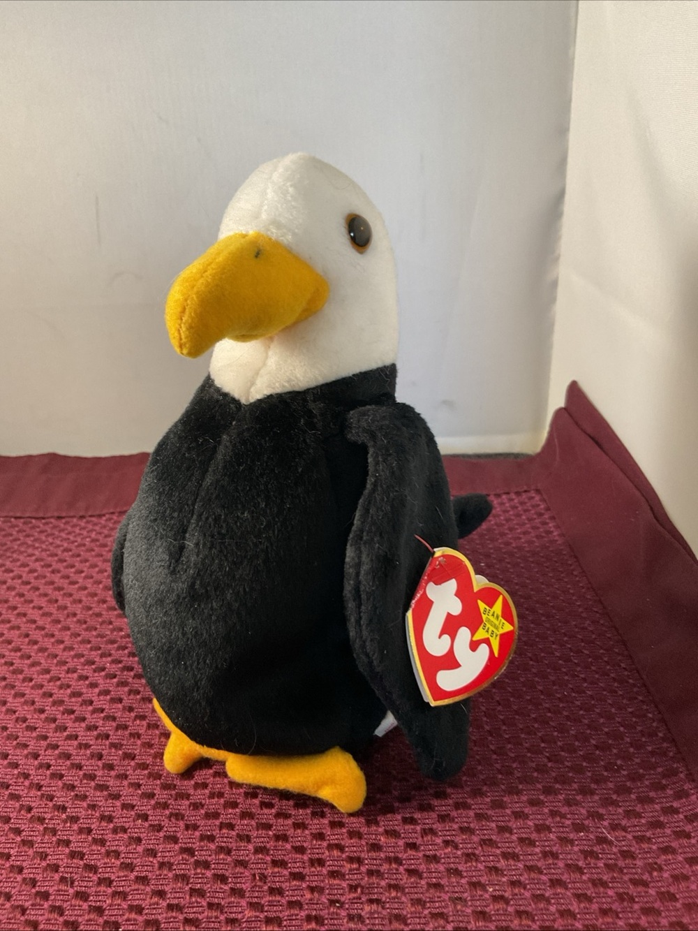 Ty Plush Bald Eagle in Black, White & Yellow PVC pellets